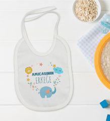 BK Kids Amcasının Erkeğe Tasarımlı Beyaz Bebek Mama Önlüğü-1