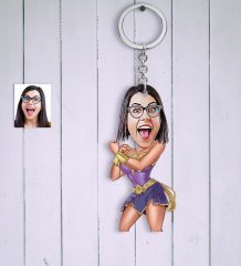 Kişiye Özel Wonder Woman Karikatür Anahtarlık