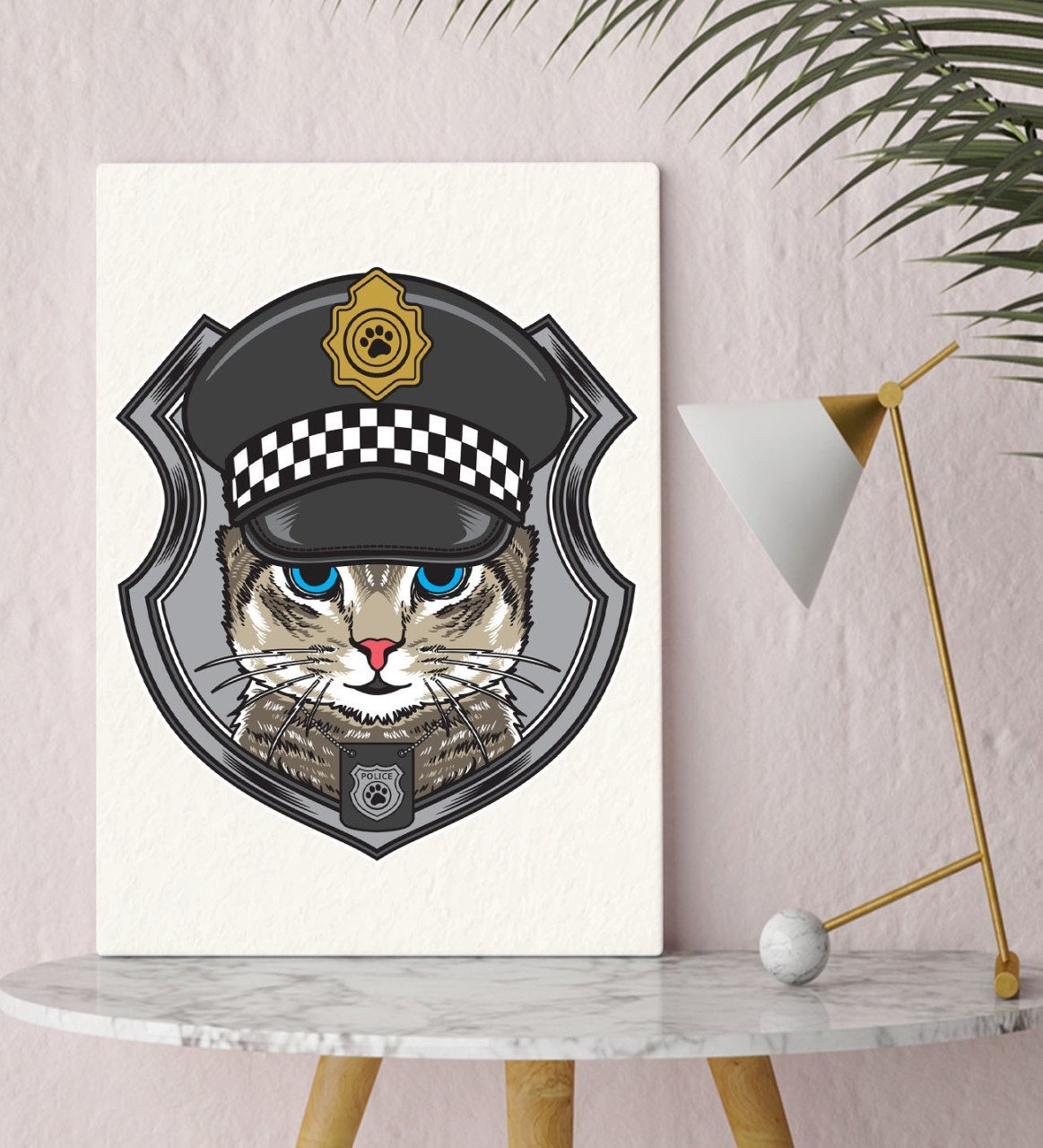 BK Gift Polis Kedi Tasarımlı Kanvas Tablo 30x50cm-1