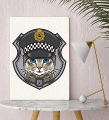 BK Gift Polis Kedi Tasarımlı Kanvas Tablo 30x50cm-1