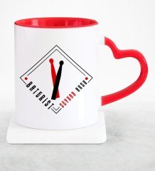 Kişiye Özel Mesleki Baterist Kırmızı Kalpli Kupa Bardak - 1