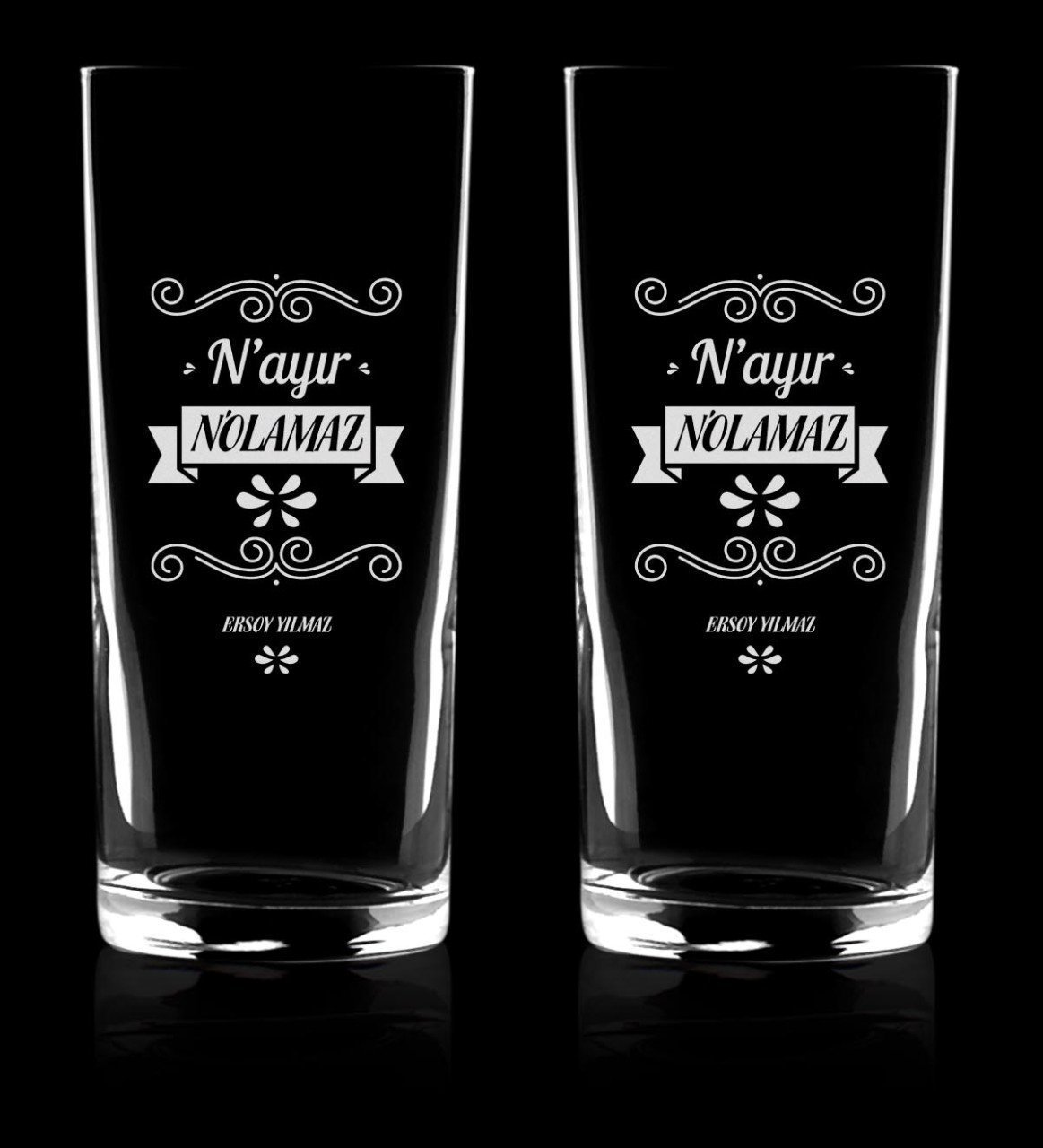 Kişiye Özel İkili Yeşilçam Klasikleri Nayır Nolamaz Rakı Bardağı Seti - 1