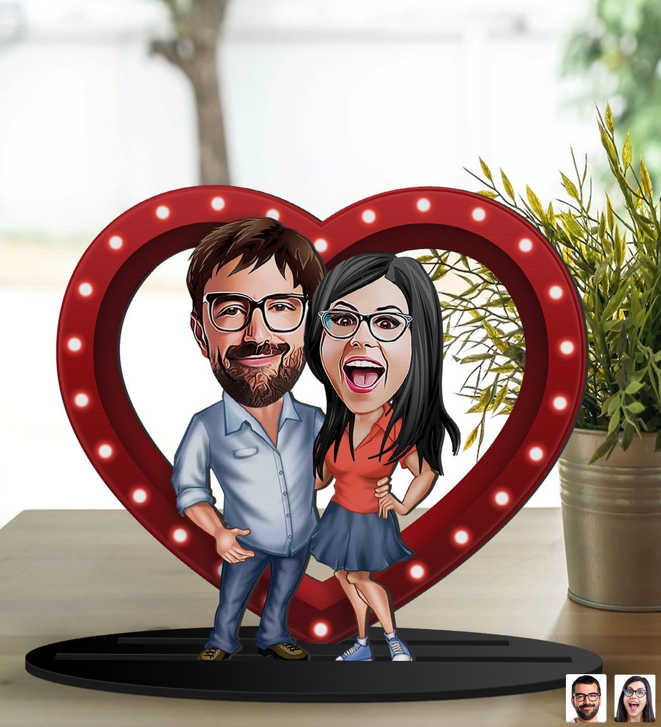 BK Gift Kişiye Özel Sevgililer Karikatürlü 3D Ahşap Biblo, Sevgili Biblo, Ahşap Biblo, Sevgiliye Hediye, Sevgililer Günü Hediyesi-6