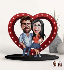 BK Gift Kişiye Özel Sevgililer Karikatürlü 3D Ahşap Biblo, Sevgili Biblo, Ahşap Biblo, Sevgiliye Hediye, Sevgililer Günü Hediyesi-6