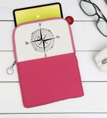BK Gift Pusula Tasarımlı Taşınabilir Koruyucu Tablet Kılıfı & Organizer Çanta - Pembe-2