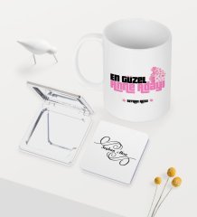 Kişiye Özel En Güzel Anne Adayı Beyaz Kupa Ayna Seti - 1
