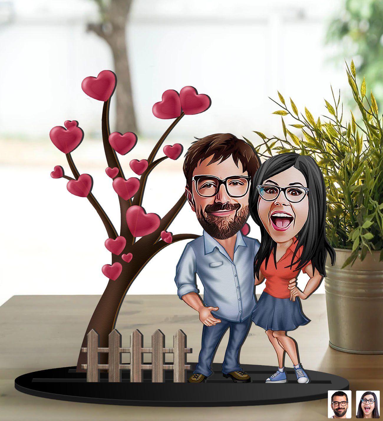 BK Gift Kişiye Özel Sevgililer Karikatürlü 3D Ahşap Biblo, Sevgili Biblo, Ahşap Biblo, Sevgiliye Hediye, Sevgililer Günü Hediyesi-5