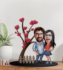 BK Gift Kişiye Özel Sevgililer Karikatürlü 3D Ahşap Biblo, Sevgili Biblo, Ahşap Biblo, Sevgiliye Hediye, Sevgililer Günü Hediyesi-5