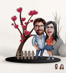 BK Gift Kişiye Özel Sevgililer Karikatürlü 3D Ahşap Biblo, Sevgili Biblo, Ahşap Biblo, Sevgiliye Hediye, Sevgililer Günü Hediyesi-5