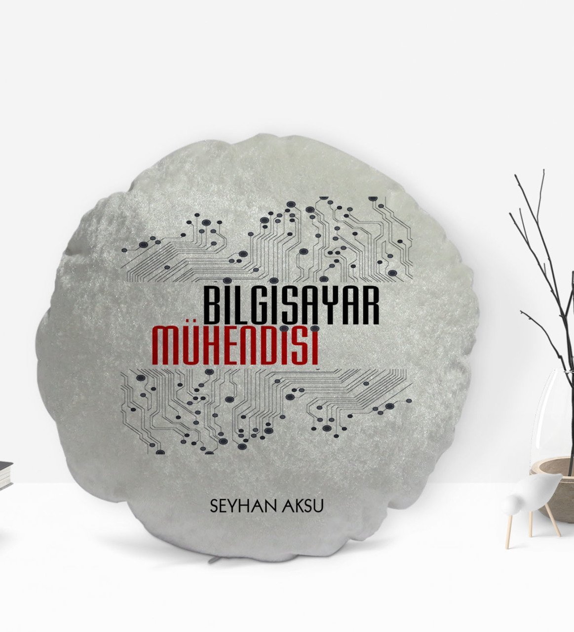 Kişiye Özel İsimli Bilgisayar Mühendisi Tasarımlı Dekoratif Kırlent Yastık-2