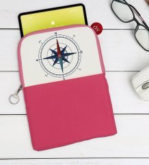 BK Gift Pusula Tasarımlı Taşınabilir Koruyucu Tablet Kılıfı & Organizer Çanta - Pembe-1