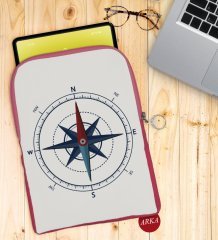 BK Gift Pusula Tasarımlı Taşınabilir Koruyucu Tablet Kılıfı & Organizer Çanta - Pembe-1