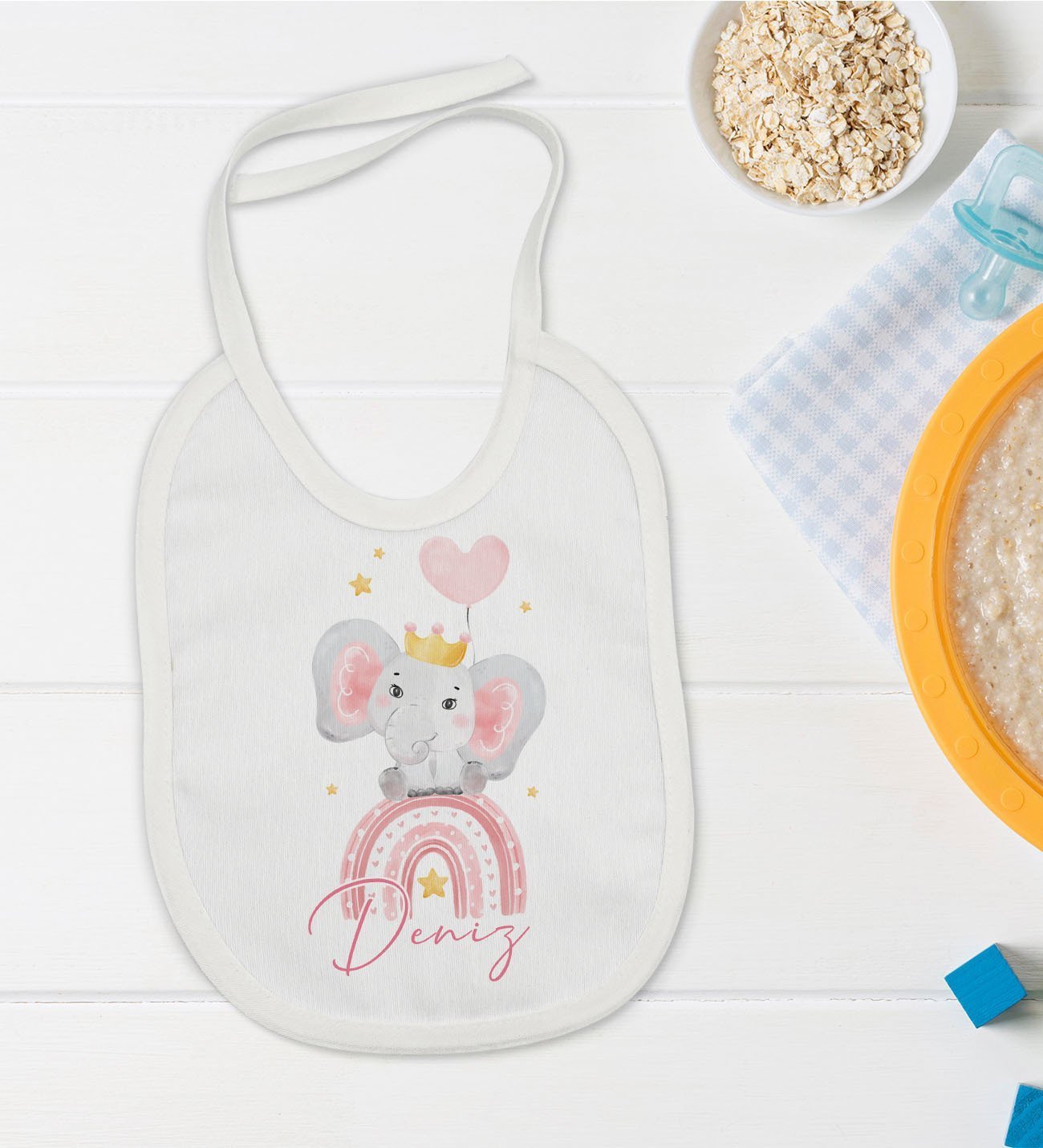 BK Kids Kişiye Özel İsimli Bebek Mama Önlüğü - Model 11