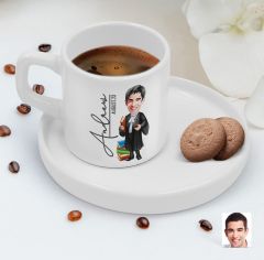 BK Gift Kişiye Özel Sunum Tabaklı Erkek Avukat Karikatürlü Kahve Fincanı-1, Sevgiliye Hediye, Aileye Hediye, Arkadaşa Hediye