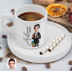 BK Gift Kişiye Özel Sunum Tabaklı Erkek Avukat Karikatürlü Kahve Fincanı-1, Sevgiliye Hediye, Aileye Hediye, Arkadaşa Hediye