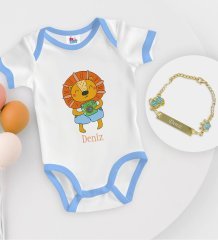 BK Kids Kişiye Özel İsimli Mavi Bebek Body Zıbın ve Erkek Bebek Künyesi Hediye Seti-23