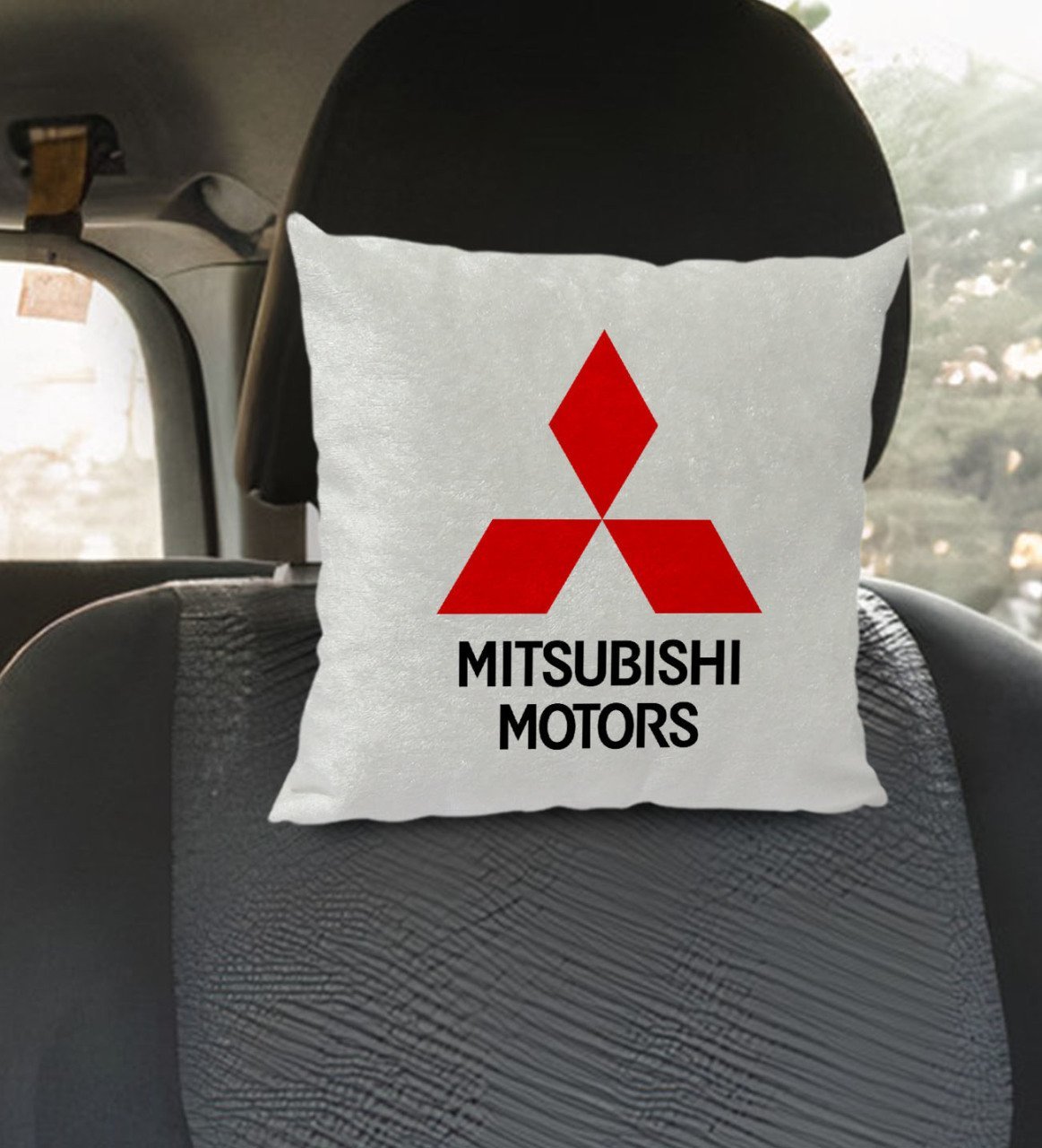 BK Gift Mitsubishi Tasarımlı Kare Araç Koltuk Yastığı-1