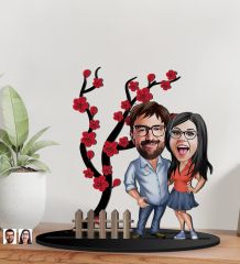 BK Gift Kişiye Özel Sevgililer Karikatürlü 3D Ahşap Biblo, Sevgili Biblo, Ahşap Biblo, Sevgiliye Hediye, Sevgililer Günü Hediyesi-4