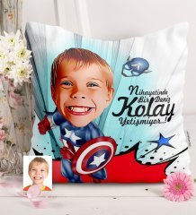 Kişiye Özel Erkek Çocuk Karikatürlü Saten Yastık - 2