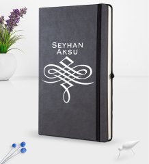 Kişiye Özel İsimli Siyah Termo Deri Defter 16x24cm Model 24