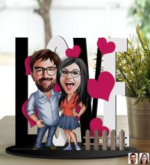 BK Gift Kişiye Özel Sevgililer Karikatürlü 3D Ahşap Biblo, Sevgili Biblo, Ahşap Biblo, Sevgiliye Hediye, Sevgililer Günü Hediyesi-3