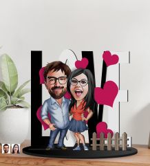 BK Gift Kişiye Özel Sevgililer Karikatürlü 3D Ahşap Biblo, Sevgili Biblo, Ahşap Biblo, Sevgiliye Hediye, Sevgililer Günü Hediyesi-3