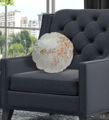 Kişiye Özel İsimli Çiçek Temalı Yuvarlak Dekoratif Kırlent Yastık-1