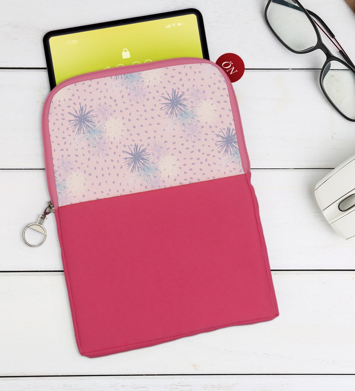 BK Gift Modern Art Tasarımlı Taşınabilir Koruyucu Tablet Kılıfı & Organizer Çanta - Pembe-3