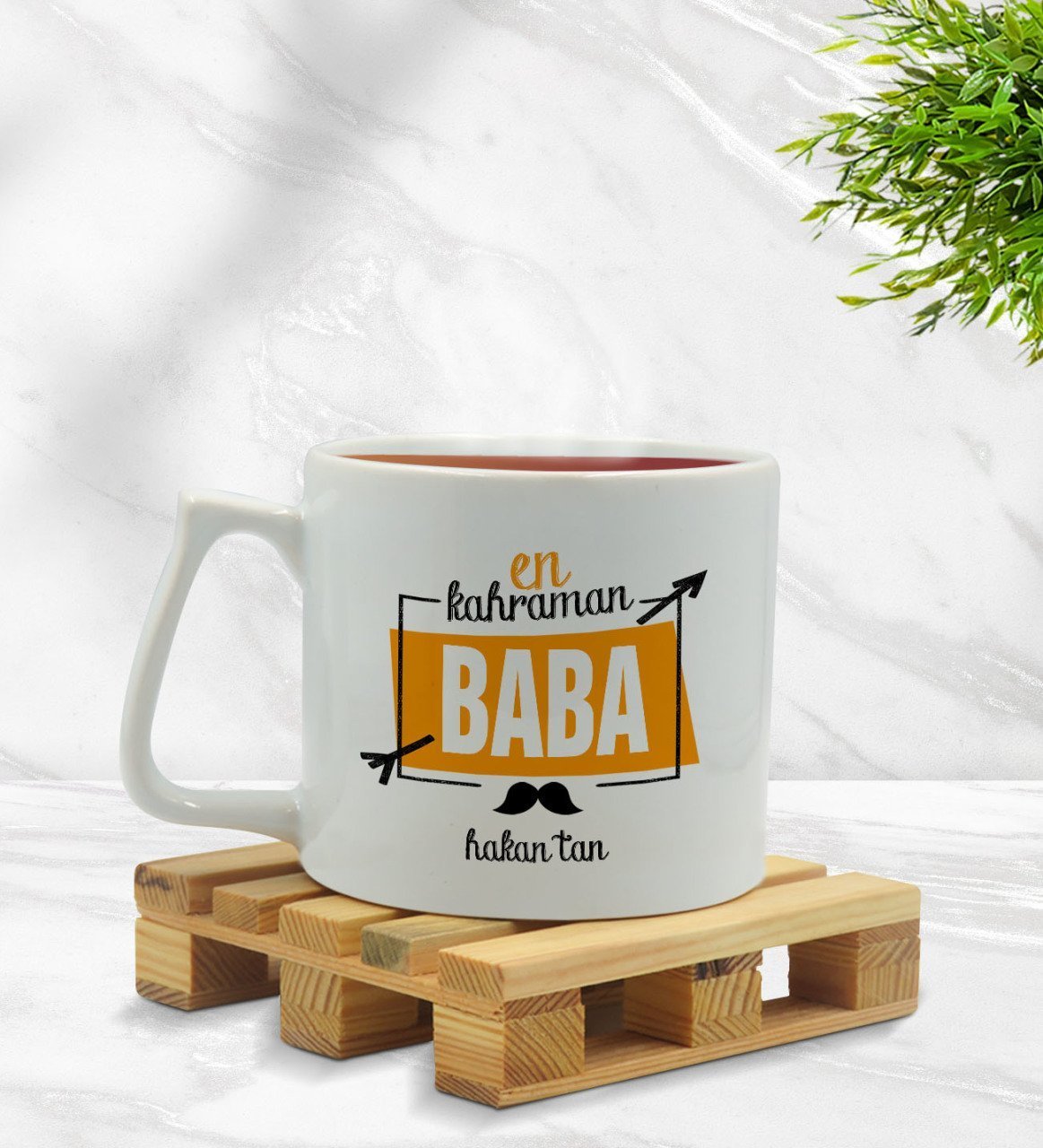 Kişiye Özel En Kahraman Baba Tasarımlı Middle Beyaz Kupa Bardak Model 1