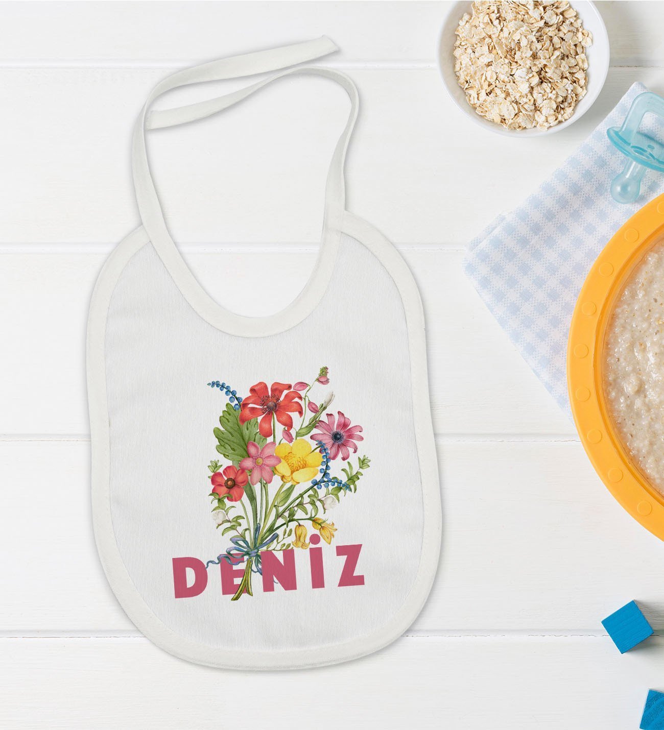 BK Kids Kişiye Özel İsimli Bebek Mama Önlüğü - Model 9
