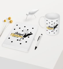 Kişiye Özel Edebiyat Öğretmeni Temalı Beyaz Defter Kalem Kupa Seti - 2