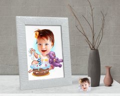Kişiye Özel Bebek Doğum Günü Karikatürlü Dekoratif Çerçeve-2