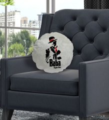 Kişiye Özel İsimli Baba Godfather Tasarımlı Yuvarlak Dekoratif Kırlent Yastık-18