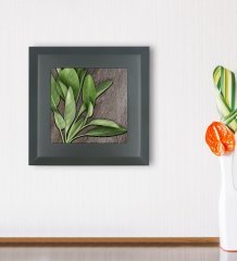 BK Gift Green Plant Tasarımlı Ahşap Çerçeveli Taş Duvar Dekoru-4