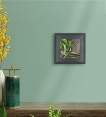 BK Gift Green Plant Tasarımlı Ahşap Çerçeveli Taş Duvar Dekoru-4