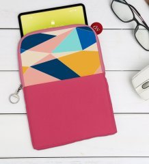 BK Gift Modern Art Tasarımlı Taşınabilir Koruyucu Tablet Kılıfı & Organizer Çanta - Pembe-2