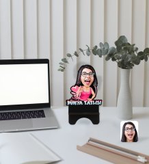 Kişiye Özel Dünya Tatlısı Karikatürlü Ahşap Biblo Telefon Standı-1