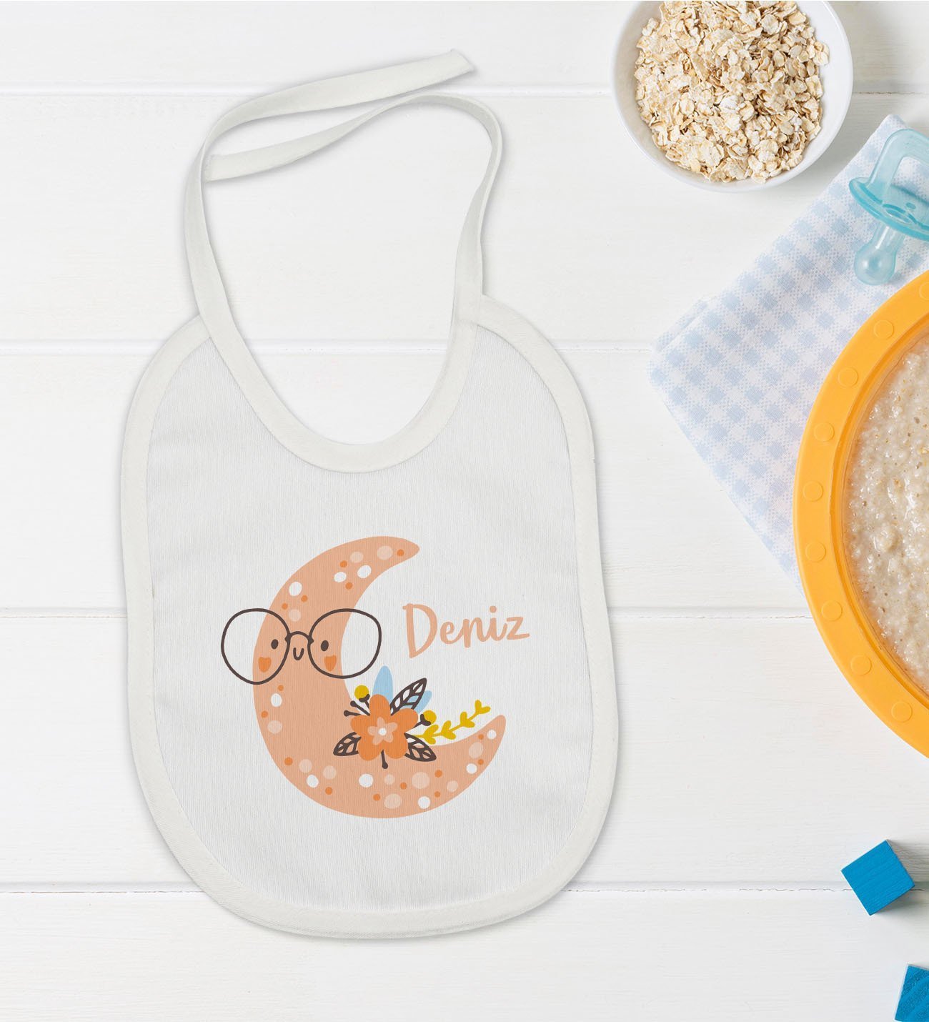 BK Kids Kişiye Özel İsimli Bebek Mama Önlüğü - Model 8