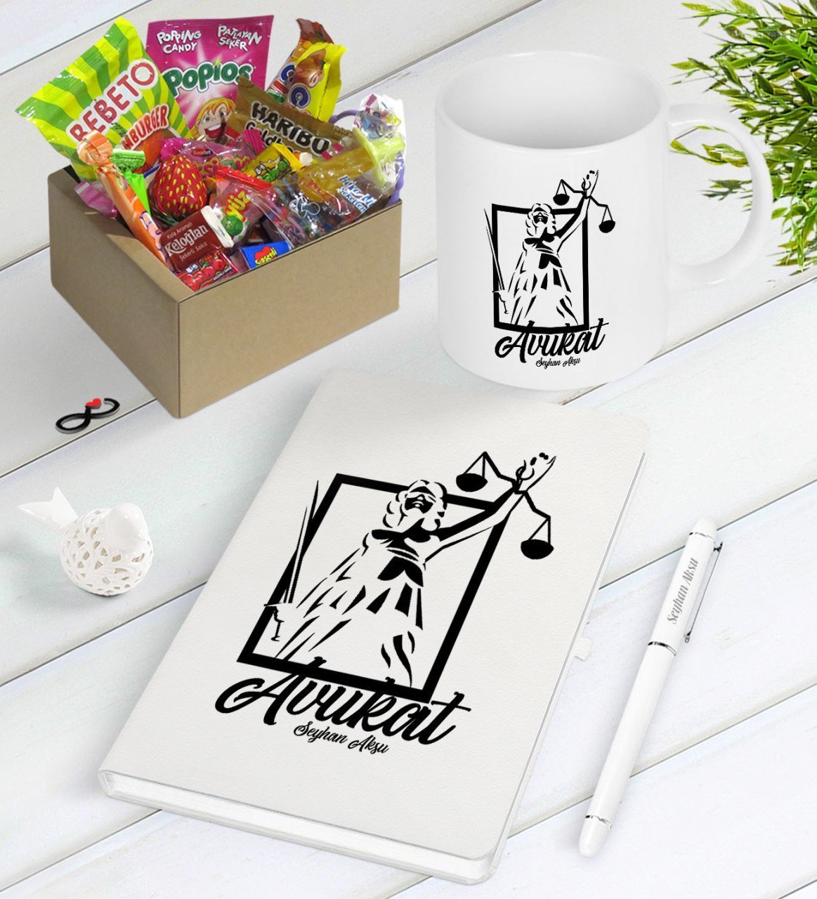 Kişiye Özel Avukat Nostaljik Lezzetler Defter Kalem Kupa Hediye Seti-16
