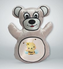 BK Gift Sevimli Arı Tasarımlı Krem Ayıcık Yastık-2