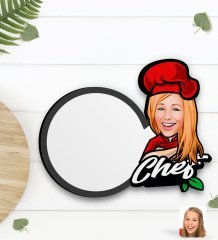 Kişiye Özel Kadın Chef Karikatürlü Ahşap Bardak Altlığı-10