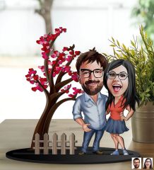 BK Gift Kişiye Özel Sevgililer Karikatürlü 3D Ahşap Biblo, Sevgili Biblo, Ahşap Biblo, Sevgiliye Hediye, Sevgililer Günü Hediyesi