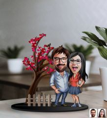 BK Gift Kişiye Özel Sevgililer Karikatürlü 3D Ahşap Biblo, Sevgili Biblo, Ahşap Biblo, Sevgiliye Hediye, Sevgililer Günü Hediyesi