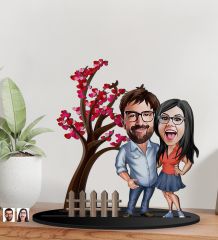 BK Gift Kişiye Özel Sevgililer Karikatürlü 3D Ahşap Biblo, Sevgili Biblo, Ahşap Biblo, Sevgiliye Hediye, Sevgililer Günü Hediyesi