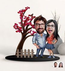 BK Gift Kişiye Özel Sevgililer Karikatürlü 3D Ahşap Biblo, Sevgili Biblo, Ahşap Biblo, Sevgiliye Hediye, Sevgililer Günü Hediyesi