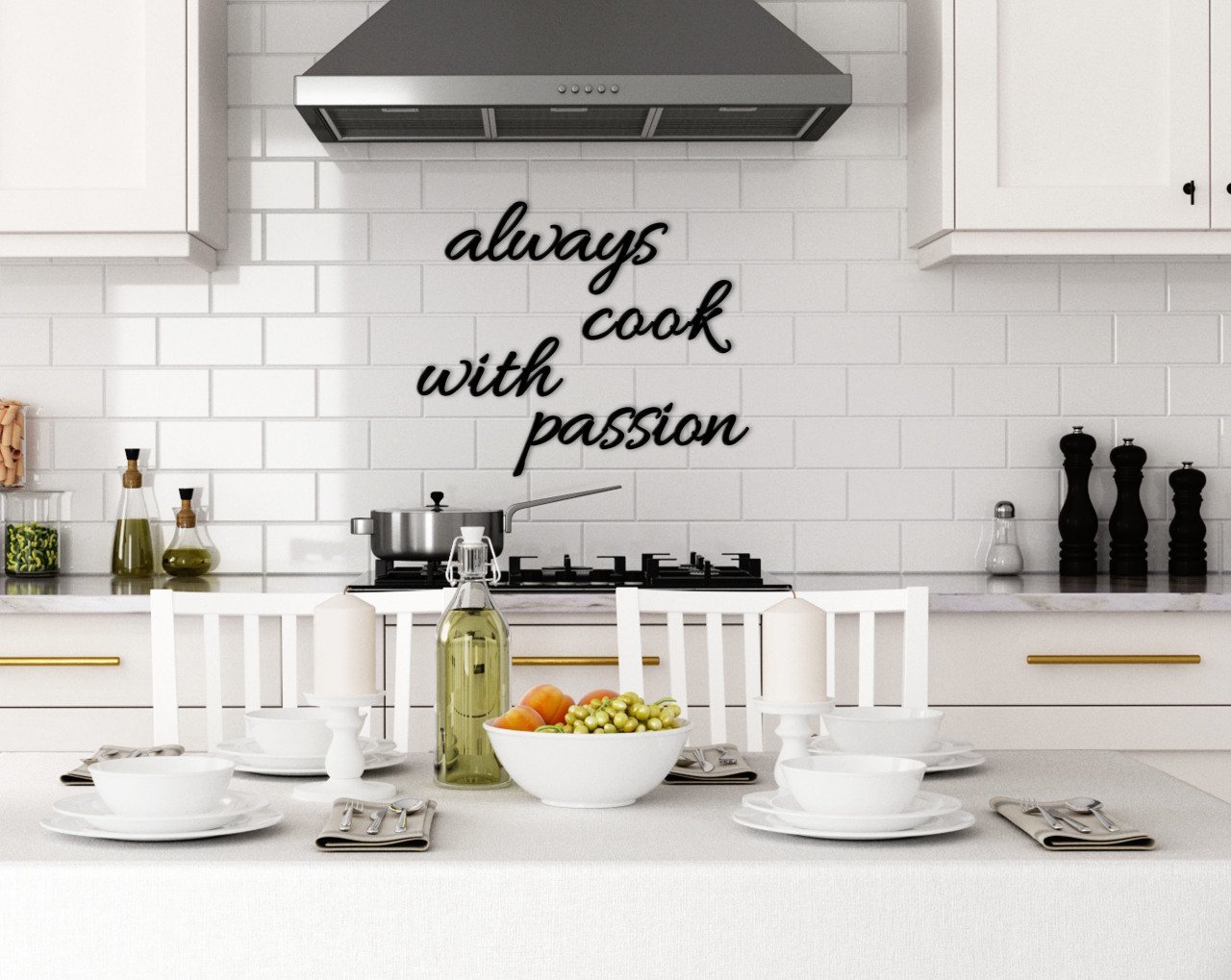 BK Home Always Cook With Passion Ahşap Duvar Yazısı-1