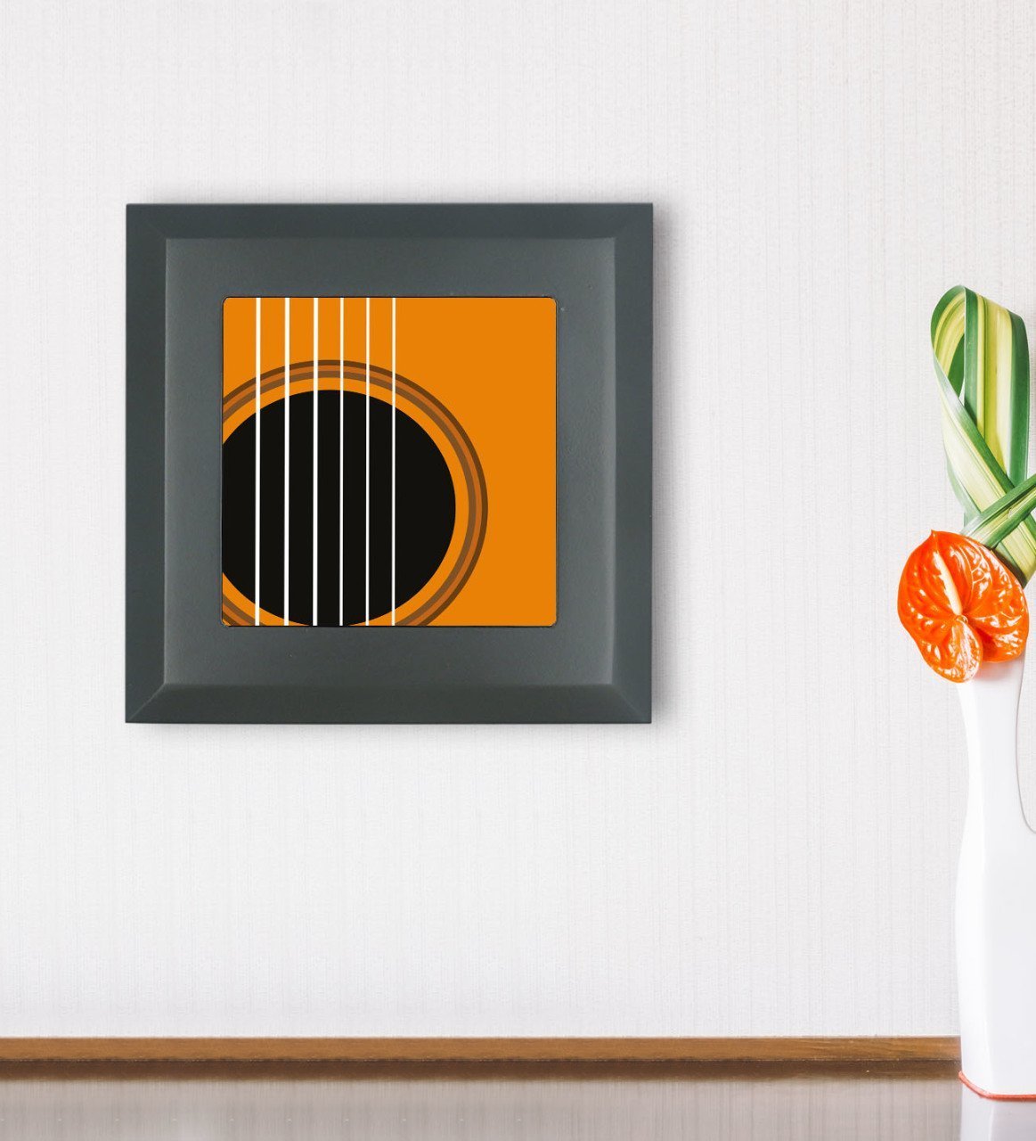 BK Gift Gitar Tasarımlı Ahşap Çerçeveli Taş Duvar Dekoru-3
