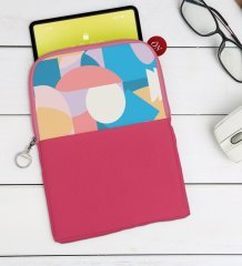 BK Gift Modern Art Tasarımlı Taşınabilir Koruyucu Tablet Kılıfı & Organizer Çanta - Pembe-1