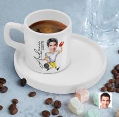 BK Gift Kişiye Özel Amerikan Futbolcusu Karikatürlü Kahve Fincanı-13, Sevgiliye Hediye, Aileye Hediye, Arkadaşa Hediye