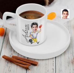 BK Gift Kişiye Özel Amerikan Futbolcusu Karikatürlü Kahve Fincanı-13, Sevgiliye Hediye, Aileye Hediye, Arkadaşa Hediye